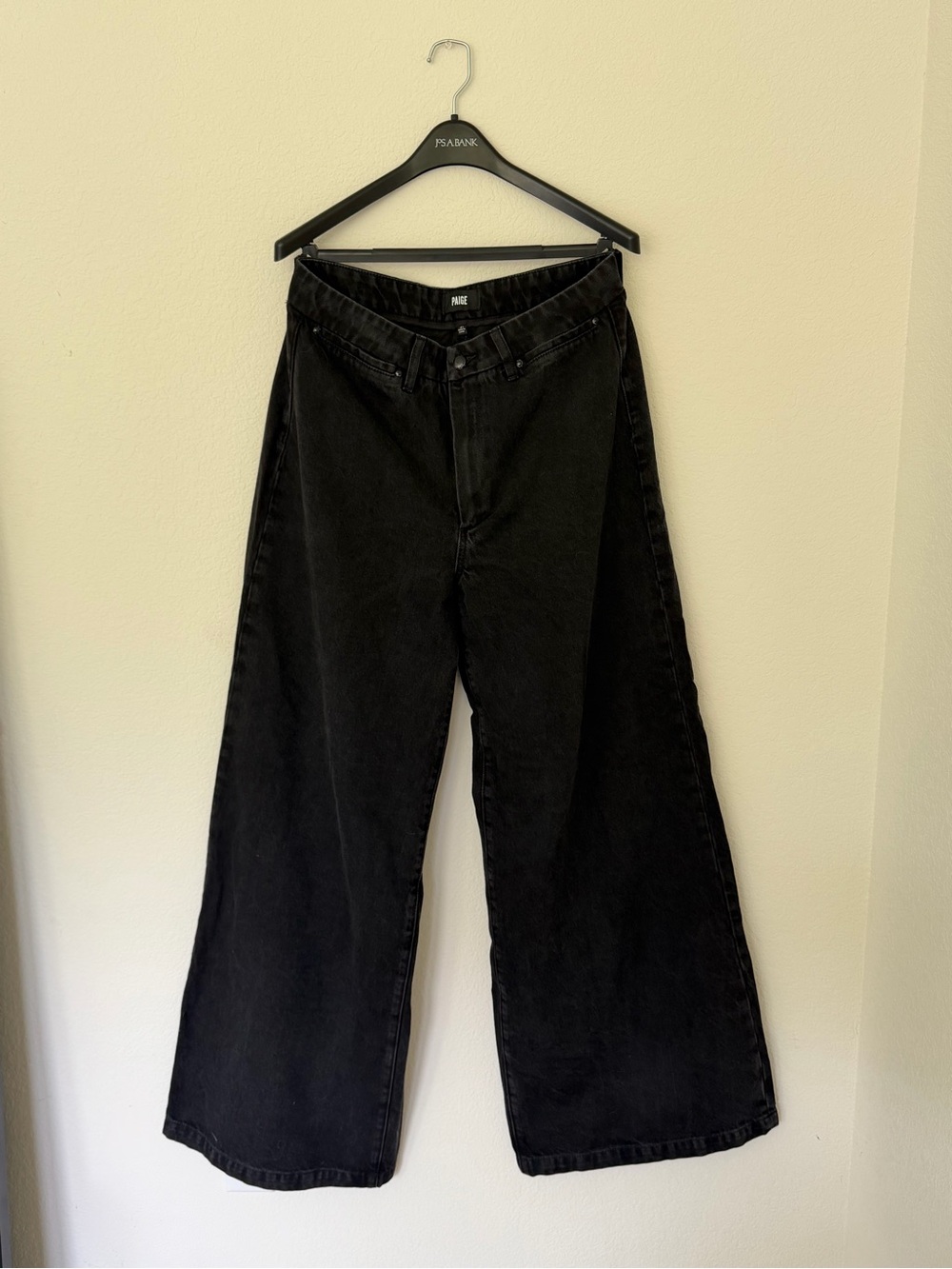 PAIGE Portia High Rise Wide Leg Jeans Deep Caviar 31 NWOT - Picture 2 of 8
